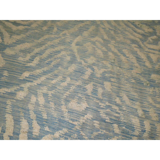 Blue Cream Turkish Souf Kilim Flat-weave Contemporary Rug For Sale - Image 4 of 18