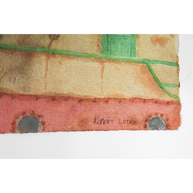 Mid 20th century watercolor on paper painting of ships in harbor. Signed Robert Locke lower right corner. Unframed,...