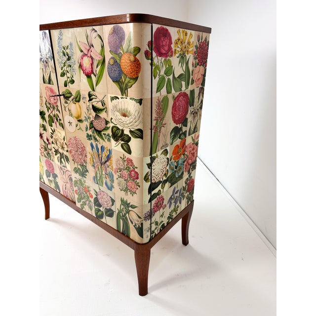 White 1940’s Swedish Cabinet Papered With Illustrations From La Belgique Horticole: Journal Des Jardins For Sale - Image 8 of 12