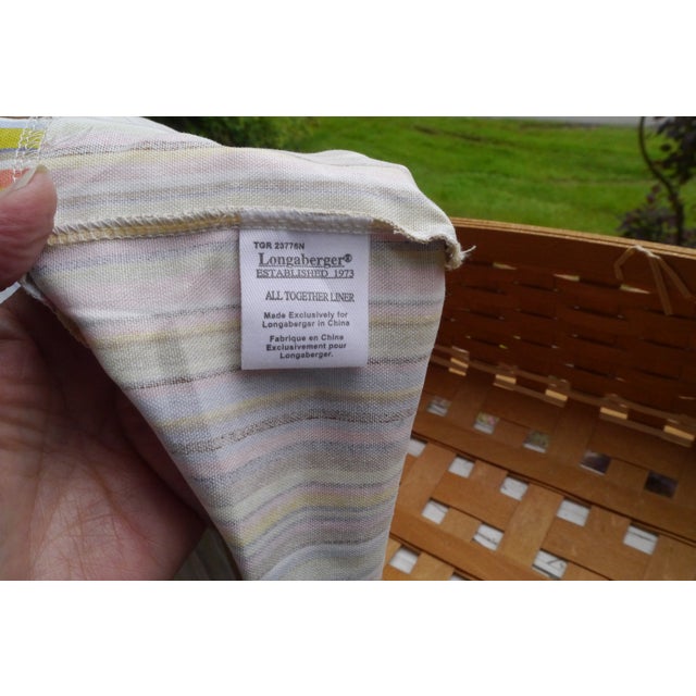 Longaberger 2010 All Together Basket + Striped Cotton Liner + Protector Signed For Sale - Image 10 of 12