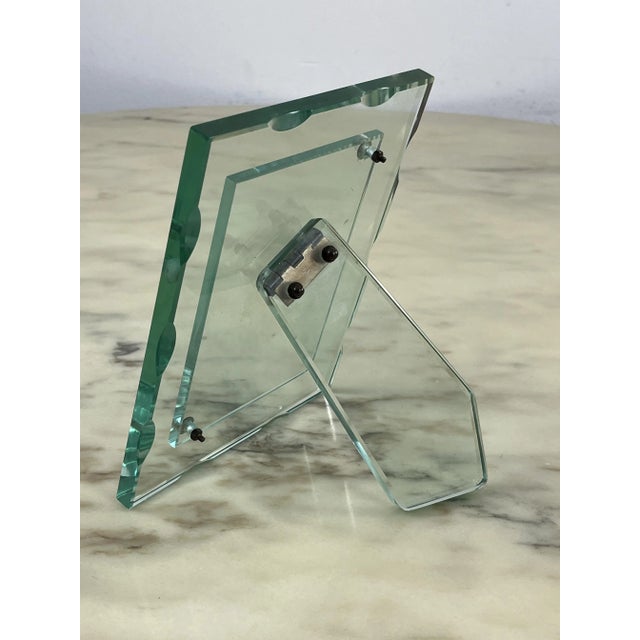 Mid-Century Nile Green Chiselled Murano Glass Photo Frame in the style of Pietro Chiesa for Fontana Arte, 1960s For Sale - Image 6 of 9