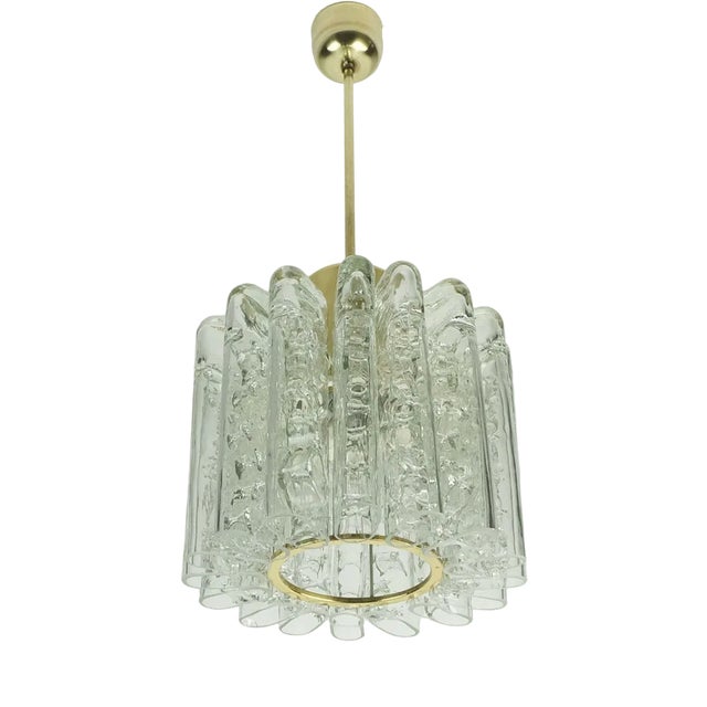 Mid-Century Pendant Light Chandelier with 16 Glass Tubes from Doria Leuchten, 1960s For Sale