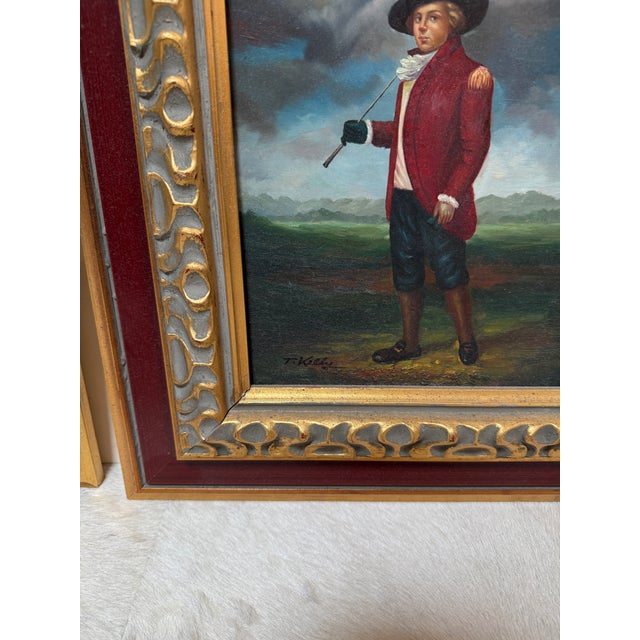 T. Kelly Golfer Oil on Canvas Portraits, Pair For Sale - Image 10 of 12