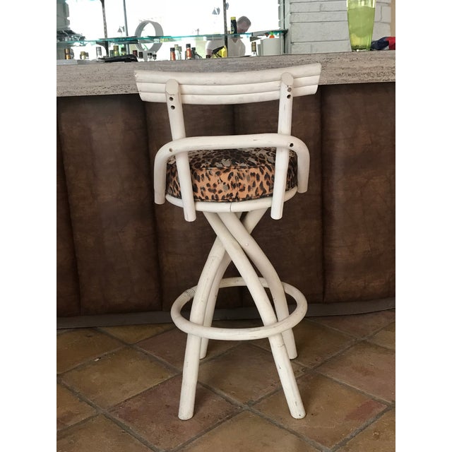 Art Deco Set of 4 Bamboo Barstools For Sale - Image 3 of 9