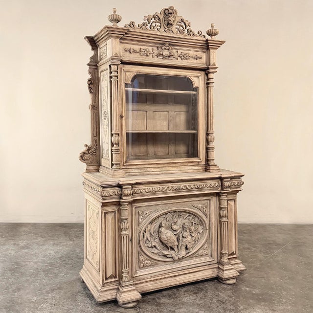19th Century French Renaissance Revival Bookcase ~ Bibliotheque in Stripped Oak For Sale - Image 4 of 18