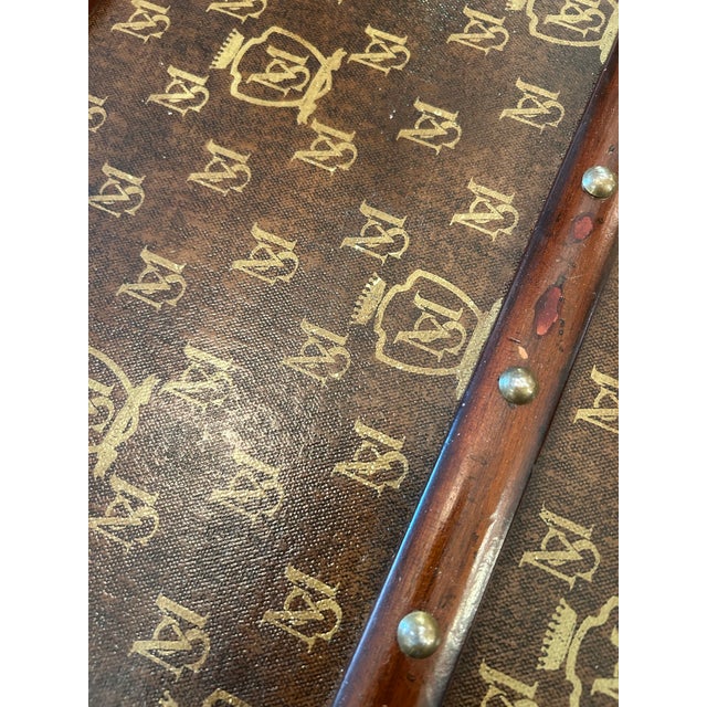 Large Leather Wrapped Maitland Smith Trunk With Wooden Mounts For Sale - Image 16 of 16