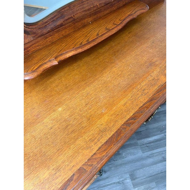 Vintage French Louis Style Oak Dressing Table with Mirror For Sale - Image 5 of 14
