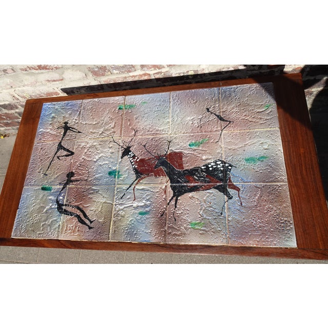 Teak Coffee Table with Ceramic Tiles from Vallauris Lascaux, 1950s For Sale - Image 12 of 18