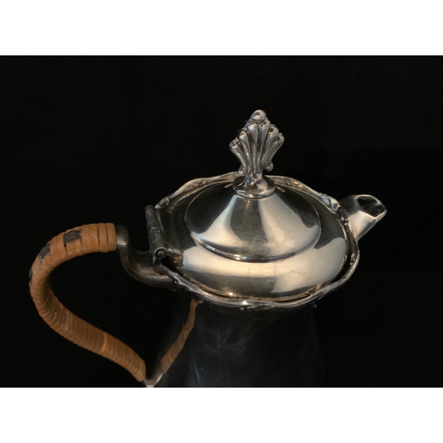 Wood Wm. A. Rogers 965 Silver Plated Coffee Pot & Hot Water Jug Pair Wicker Handle For Sale - Image 7 of 15