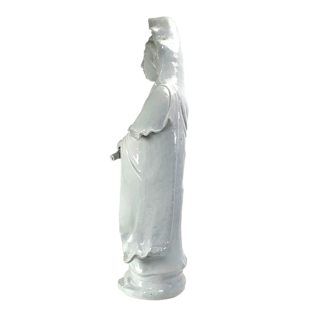Large Japanese Porcelain Kannon (Guanyin) – 30" Mid-Century Export Goddess of Mercy Figure, Marked Japan For Sale - Image 4 of 12