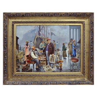 Elio Ferrara, Marché Aux Puces, 1980s, Oil on Canvas, Framed For Sale