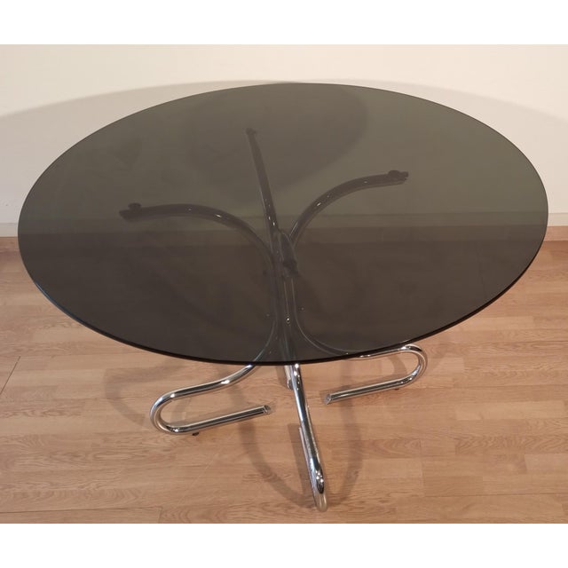 Vintage Italian Smoked Glass Chrome Coffee Table, 1970s For Sale - Image 10 of 18