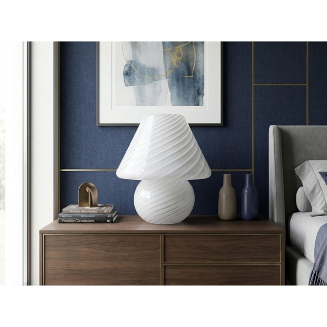 Swirl Murano Glass Mushroom Table Lamp from Manifattura Di Murano, 1970s For Sale - Image 9 of 10