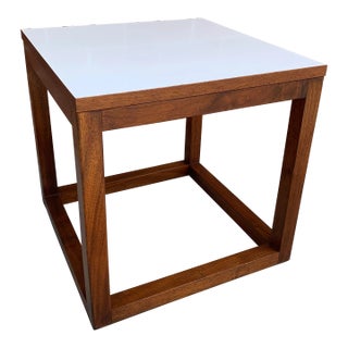 Mid-Century Modern Walnut Cube Plant Stand For Sale