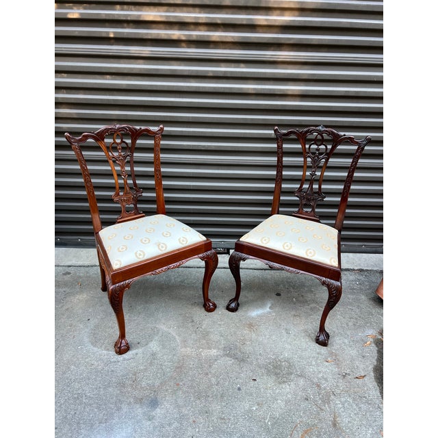 Mid-Century Modern 1970s Pair of Maitland Smith Ball and Claw Feet Design Wooden Dining Chairs For Sale - Image 3 of 9