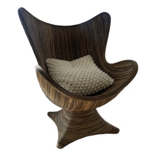 1970s Italian Rattan Egg Chair For Sale