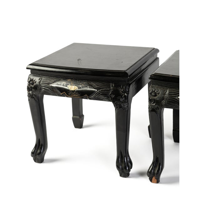 Immerse your home in vintage vibes with the Charlotte Pedestals. Handcrafted with luxe black wood and intricate inlay...