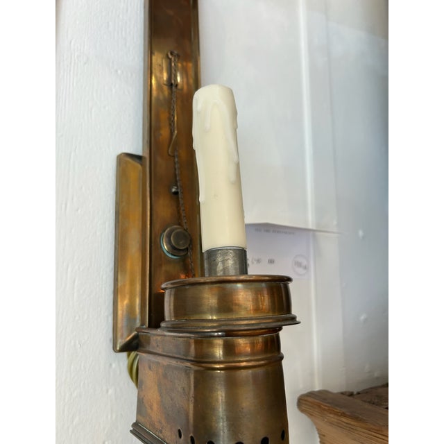 Brass Vintage Brass Wall Sconces With New Wiring - a Pair For Sale - Image 8 of 11
