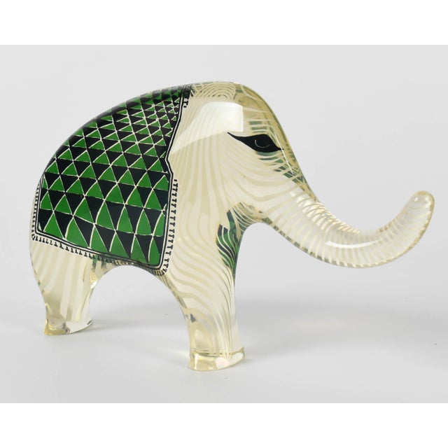 Abraham Palatnik Palatnik Op Art Lucite Elephant With Green Blanket For Sale - Image 4 of 9