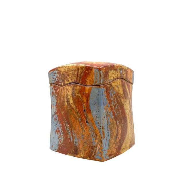 1960s Mid-Century Orange Earthenware Box For Sale - Image 6 of 12