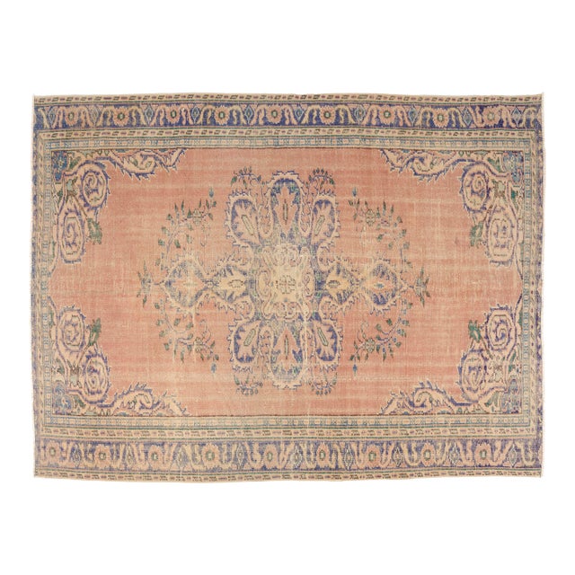 Vintage Geometric Anatolian Wool Carpet For Sale