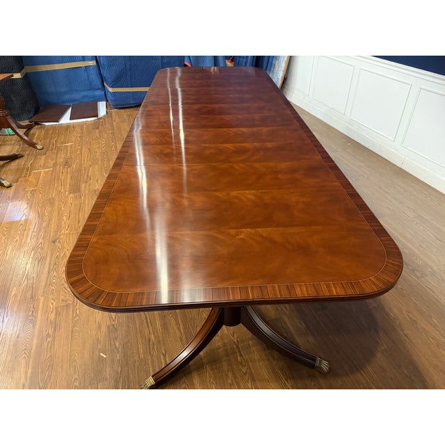Traditional Banded Georgian Style Mahogany Dining Table by Leighton Hall - Showroom Sample For Sale - Image 10 of 14