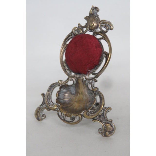 Early 20th Century Rococo Style Brass Tone Pocket Watch Holder Stand Shell Scrollwork Motif 5169b For Sale - Image 5 of 16