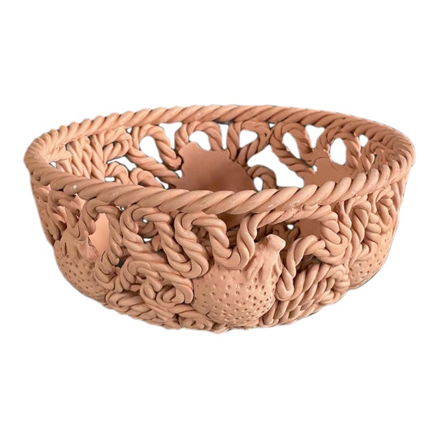 Vintage Italian Terracotta Fruit Bowl For Sale