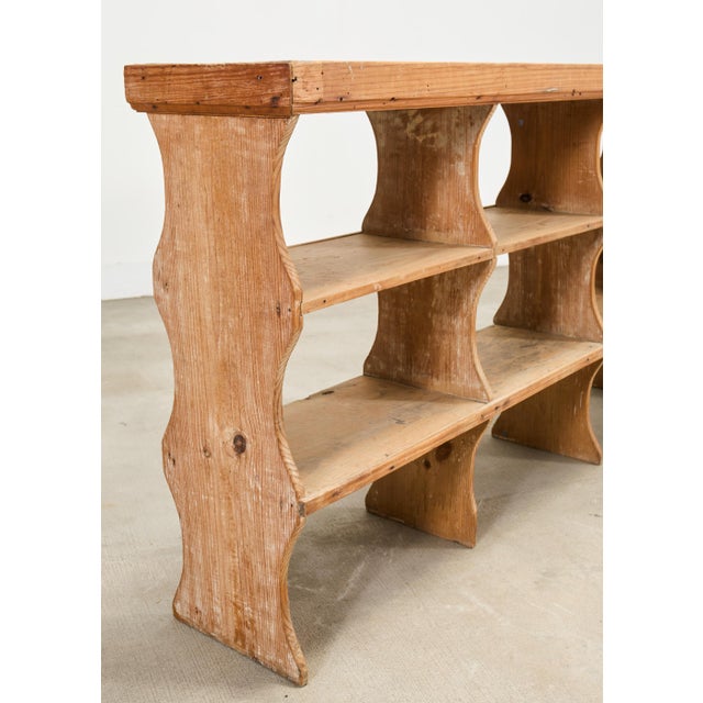 Wood 19th C. French Country Pine Farmhouse Cupboard Shelf Étagère 7 Ft For Sale - Image 7 of 15
