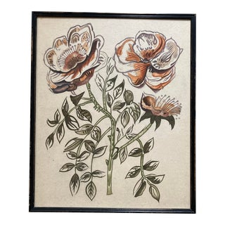 Vintage Still Life of Roses Drawing For Sale