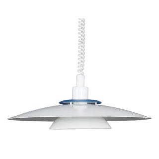 Danish Rise and Fall Lamp in White Metal, 1980s For Sale