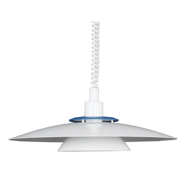 Danish Rise and Fall Lamp in White Metal, 1980s For Sale