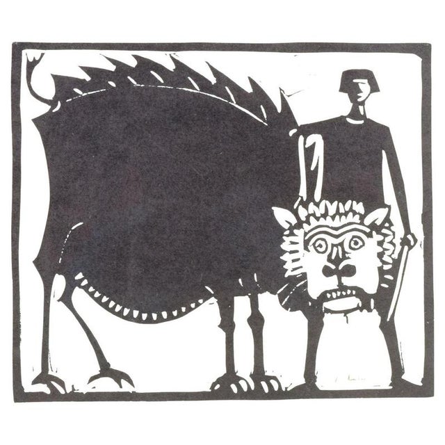 Paper Åke Holm, Sweden, Daniel in the Lions Den, 1970s, Woodcut on Paper For Sale - Image 7 of 7