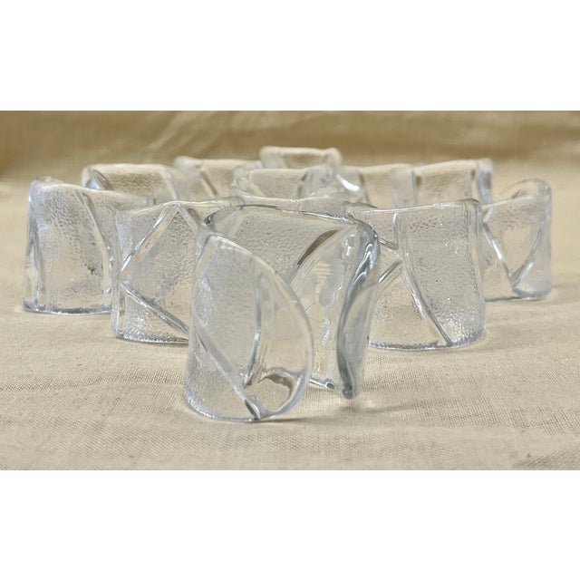 Mid-Century Swedish Ice Glass Napkin Rings attributed to Uno Westerberg for Pukeberg, 1970s, Set of 12 For Sale - Image 13 of 18