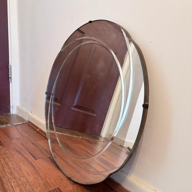 Art Deco Revival Hollywood Regency Layered Circular Wall Mirror, 1960s For Sale - Image 9 of 11