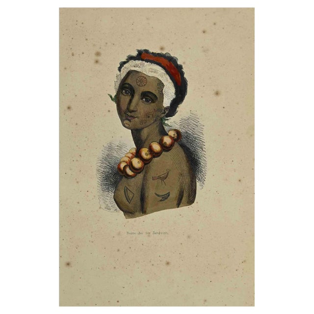 Auguste Wahlen, Reine des l'Isles Sandwich, Lithograph, 1844 For Sale