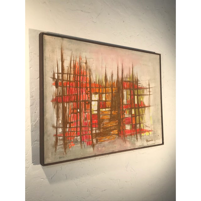 1970s 1970s Vintage Modernist Abstract Acrylic on Canvas Painting For Sale - Image 5 of 8