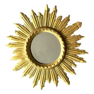 Mid-Century Italian Giltwood Sunburst Mirror, 1960s For Sale