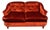 1970s Burnt Orange Crushed Velvet Curved Loveseat For Sale