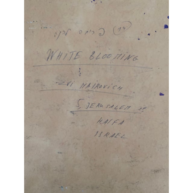 Gray Zvi Mairovich, Abstract White Flowers Israeli Modernist Gouache and Watercolor Painting For Sale - Image 8 of 9