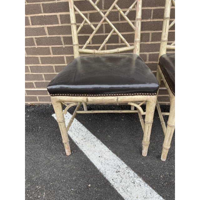 1960s Pair of Faux Bamboo Chinoiserie Side Chairs For Sale - Image 5 of 5