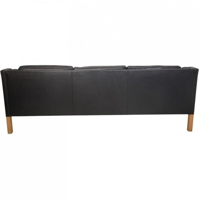 Moel 2213 3-Seater Sofa in Black Leather by Børge Mogensen, 2001 For Sale - Image 14 of 18