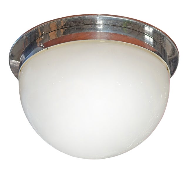 Bauhaus Opaline Glass Ceiling Lamp, 1930s For Sale