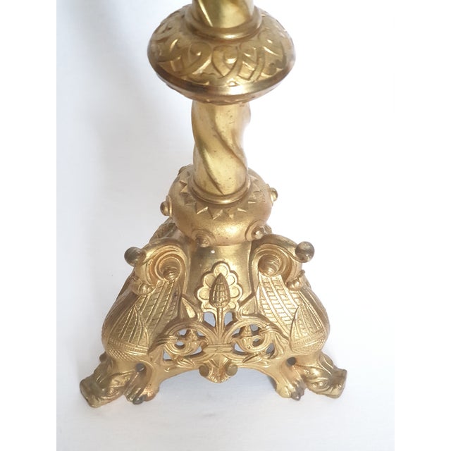 Metal Antique Bronze Candelabra, 1800s, Set of 2 For Sale - Image 7 of 13