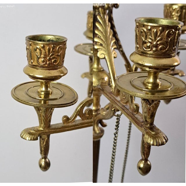 Metal Antique French 5 Light Candelabra Dragon Feet Draped Chains Neoclassical For Sale - Image 7 of 15