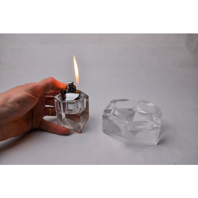 Superb set composed of an ice-effect lighter and ashtray designed and produced by antonio imperatore in italy in the...