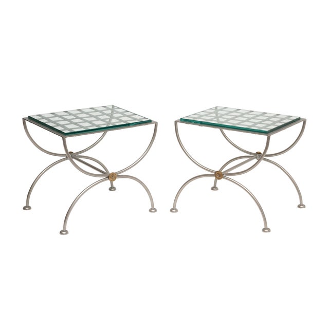 Silver French Modern Occasional or Side Tables of Brushed Steel - Two Available For Sale - Image 8 of 11