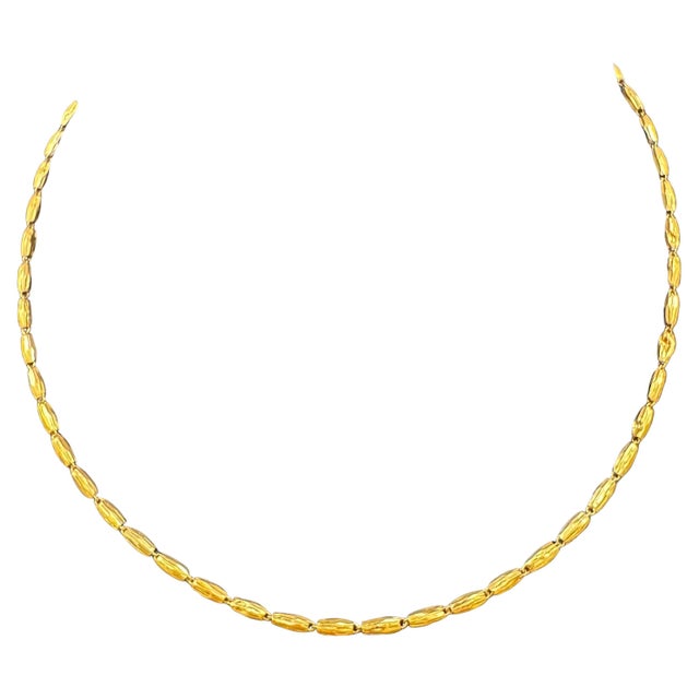 Gold 24 Karat Pure Gold Hand Made Yellow Gold Tube Chain Necklace, 4 Gm, 16 Inch For Sale - Image 8 of 18