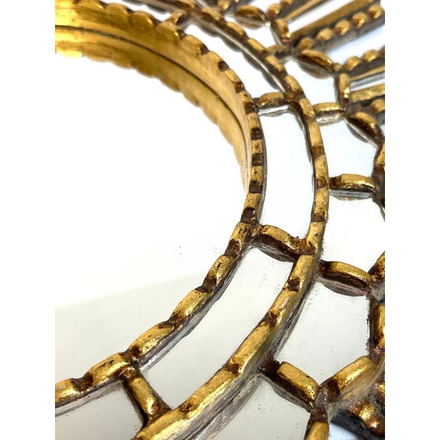 Mid-Century Modern Mid 20th Century Italian Modern Giltwood Sunburst Mosaic Mirror For Sale - Image 3 of 10