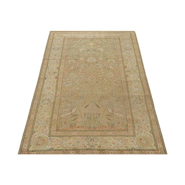 1950s 1950s Vintage Hereke Rug in With Rare Pictorial and Floral Patterns by Rug & Kilim For Sale - Image 5 of 7